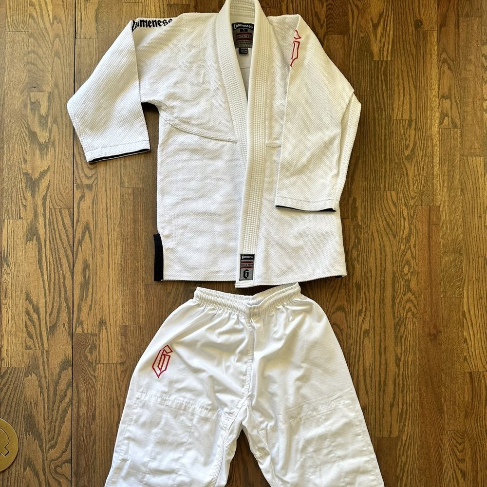 MEN'S JIU JITSU UNIFORM GAMENESS GI SIZE 1 WHITE